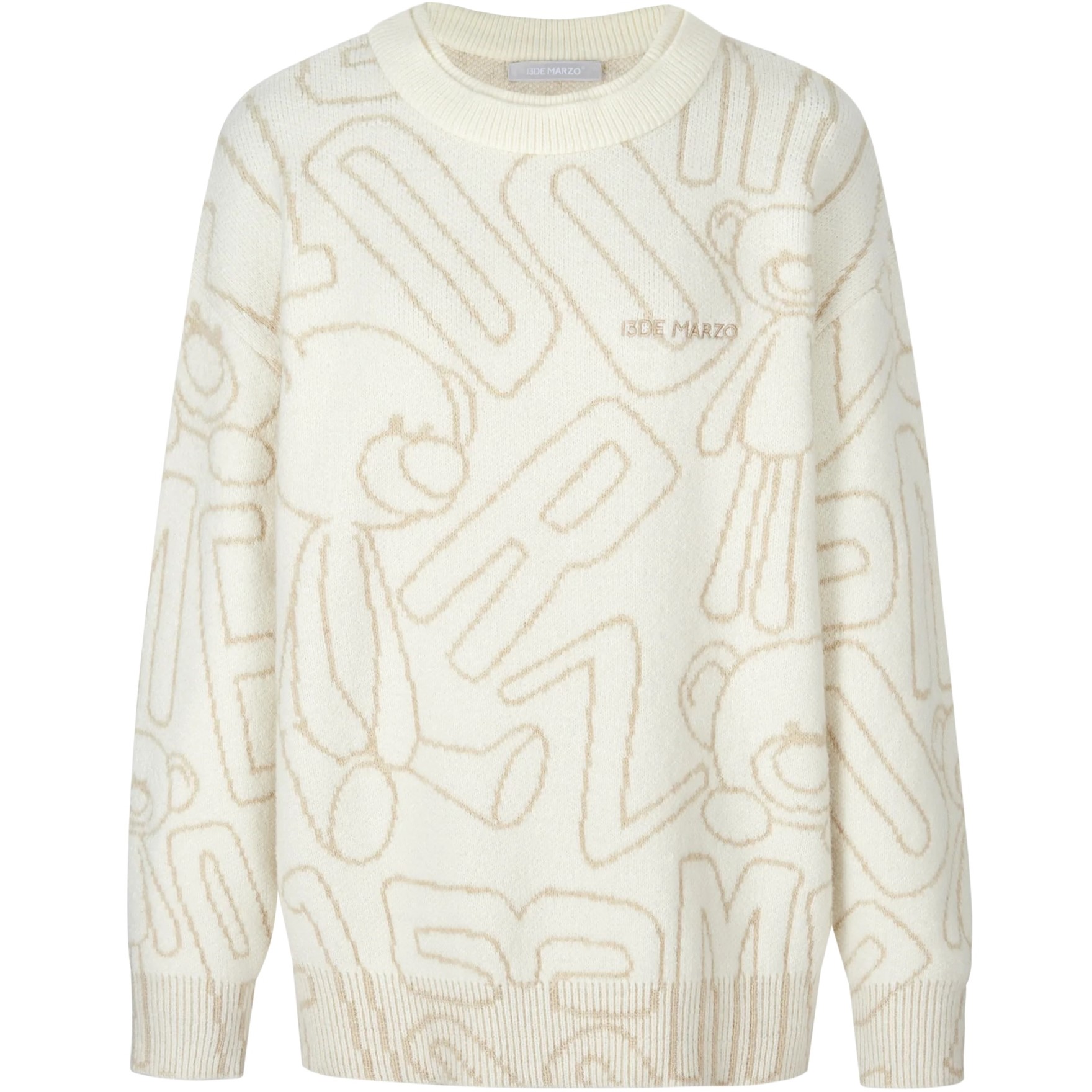 Áo gấu 13DE Marzo Bear Logo Sketch Jumper Beige 8